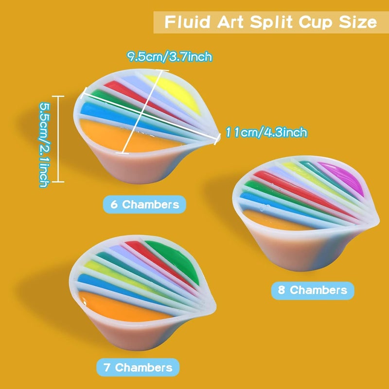 Kunyeah Split Cup for Paint Pouring, Fluid Art Split Cup Acrylic Paint Pour Split Cup Resin Pouring DIY Making Painting Tools Drawing Accessories Reusable Silicone Split Cup with Dividers (8 Chambers) - Image 4